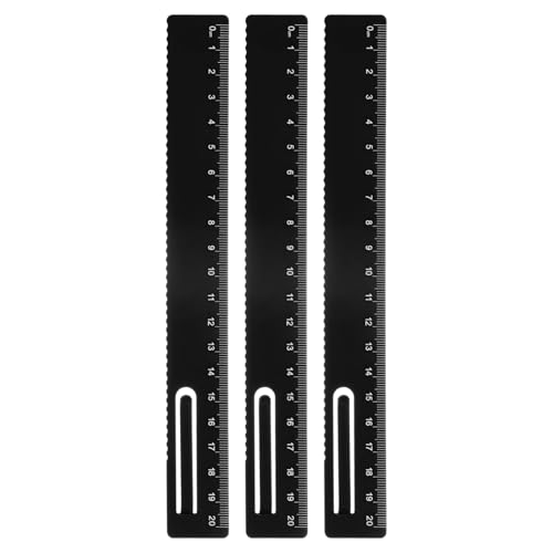 HARFINGTON 3pcs Straight Ruler 20cm Metric Metal Aluminum Alloy Measuring Bookmark Clip Ruler Scale Tool for Measure Study Reading Classroom Office, Black - color: Black, size: 20cm