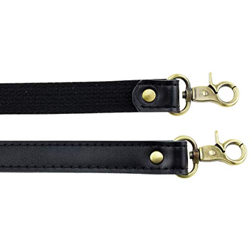Allzedream Genuine Leather Purse Strap Sewing Canvas Replacement Handbag Shoulder Bag 2 Pcs - color: Black