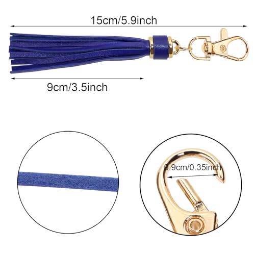 Penta Angel 2Pcs 5.9'' Large PU Leather Tassel with Lobster Swivel Keychain Pendant for Handbag Backpack Jewelry Making (Blue) - color: Blue