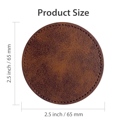 Blank Leather Hat Patches for Laser Engraving(Ø2.5 Inch),Round/Circle Leatherette Patches Iron-on with Heat Press Adhesive Backing (Pack of 30)-Chestnut Brown - color: Chestnut Brown, size: Round