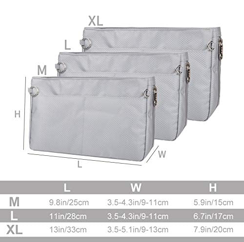 Vercord Expandable Nylon Handbag Purse Organizer Insert Liner Shaper Bag in Bag Beige Grey XLarge - color: Beige Grey, size: X-Large