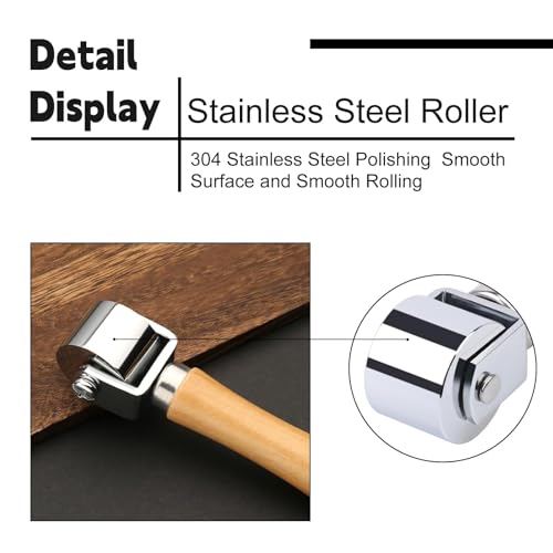 Mnuizu 26mm+60mm+100mm Leather Press Edge Roller, Brayer Rollers | Wooden Handle Leather Rolling Craft Roller, Seam Roller for Leather Craft - color: Wood Color, size: 26mm+60mm+100mm