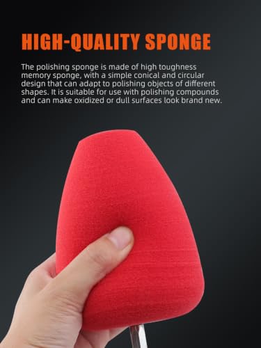 SPTA Metal Polishing Tool, Auto Cylindrical Metal Polish Buffing Polishing Ball, Drill Buffing Sponge Pads Buffing Wheel for Drill Foam, Sponge Buffing for Automotive Car Wheel Hub Care - color: Red Cylindrical Polishing Ball