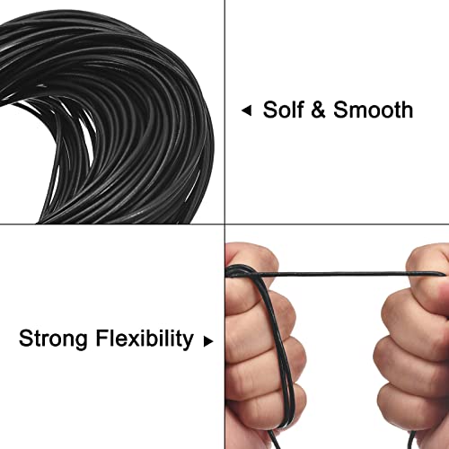 uxcell 11 Yards 1mm Round Leather Cord Lacing String for DIY Crafts Black - color: Black