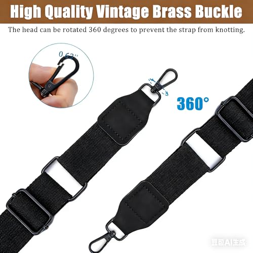 Purse Strap, 1.5" Cowhide Head Wide Shoulder Bag Strap Adjustable Replacement,Jacquard Embroidery Crossbody Bag Straps - color: Black02