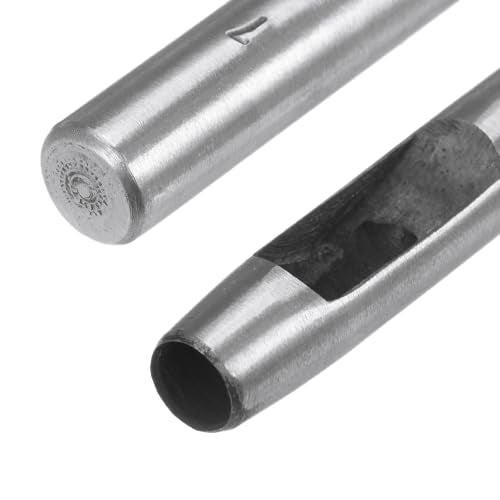 HARFINGTON 2pcs Hollow Punch for Leather 7mm Round Hole Punch Tool for Belt Puncher Carbon Steel Single Punch for Watch Belt Cut Leather Craft Rubber Paper Fabric Plastic Soft Material - size: 7mm