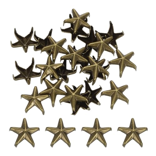 uxcell 100Pcs Metal Star Studs Claw, 10mm 5-Claw Punk Studs Rivets Spikes Nail Head Leather Rivets for DIY Crafts Clothing Leathercraft Bag Shoes, Bronze - color: Bronze, size: 10mm