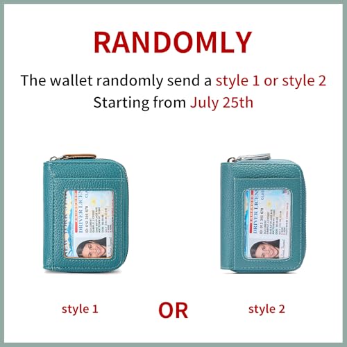 RNIEGA Credit Card Holder Wallet RFID Blocking Leather Small Wallet for Women Double Zipper Wallet with ID Window - color: A-Blue
