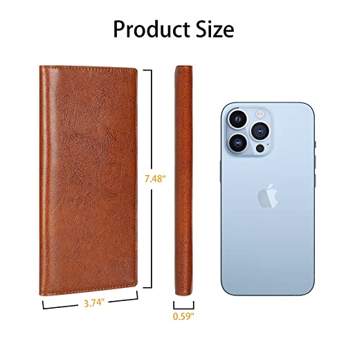 Ultra Slim Thin Leather Women Wallet RFID Blocking Credit Card Holder Bifold Long Ladies Billfold - color: 1-waxed Brown