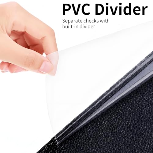 Checkbook Cover for Personal Checkbook, Cute Pu Leather Check Book for Women & Men, Slim Checkbook Holder with Pen Holder and Built-in Clear Plastic Divider, Dark Leopard - color: Dark Leopard