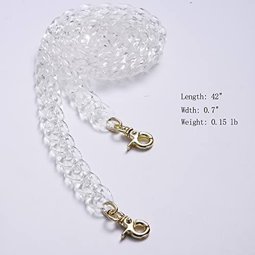 Aumey Clear White Black Brown Acrylic Chain Clutch Purse Strap Handles Bag Handbag Purse Replacement Chains 40 Inches - color: Transparent