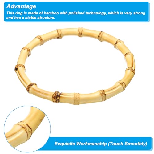 PATIKIL 5.9 Inch Bamboo Purse Handles, 4 Pcs Round Replacement Handmade Rings for Tote Bag Purse Making Decorations, Wood - color: Wood, size: 5 Inch
