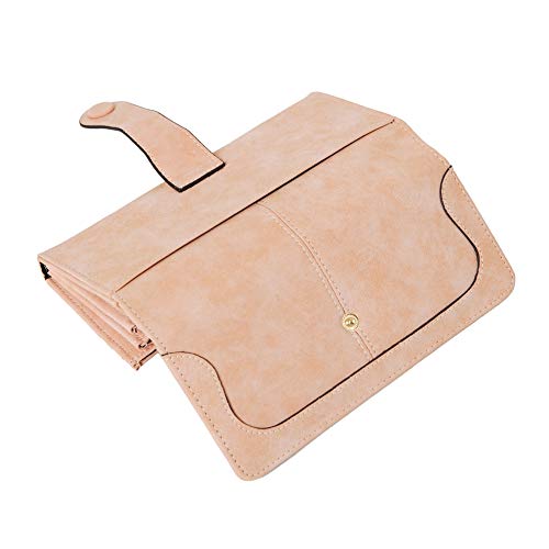 Women's Vegan Leather 17 Card Slots Card Holder Long Big Bifold Wallet - color: Pink