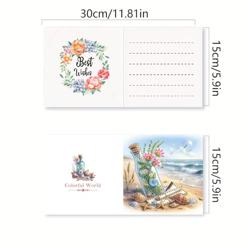 DDGYP 6 PCS,DIY Diamond Art Greeting Cards Kit with Envelopes, 5.9x11.81 in - color: Sky blue