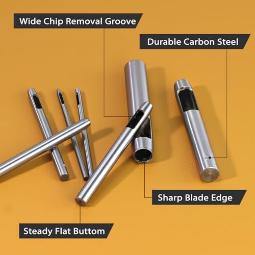 Leather Hole Punch Tool 5.5mm/0.22inch Round Hollow Hole Punch | Carbon Steel, Leather Hollow Punch Tool for Cutting Leather Craft Watch Rubber Paper Soft Material - size: 5.5 mm / 0.22 inch