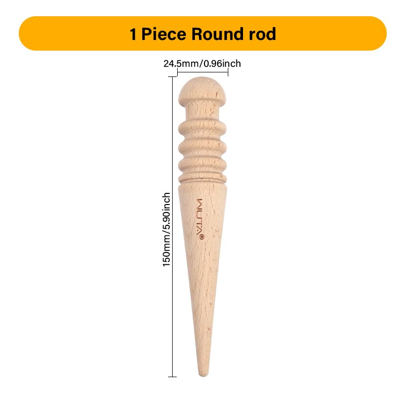 WUTA Wood Leather Edge Burnisher Leather Polished Grinding Set Updated Smooth Grooves Leather Edge Slicker Leathercraft Tools(Round) - color: 2 nd, size: 1 Pack Round