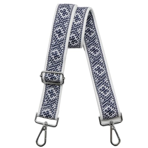 Purse Strap Bag Straps 1.5" Wide Adjustable Replacement Long Crossbody for Thick Shoulder Bags Canvas Handbags - color: Silver Hardware-1201-dark blue