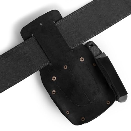 Hide & Drink, Tape & Knife Holder, Marking and Measuring Pouch, Tool Case, Screwdriver Holster, Pocket Belt Pouch, Full Grain Leather, Handmade - color: Charcoal Black