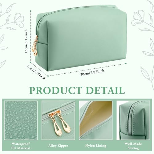 Kigeli Leather Makeup Bag PU Leather Cosmetic Pouch Wide-open Waterproof Toiletry Organizer with Dividers Travel Bag Birthday Valentine's Day Gifts for Women Friend Sister Daughter BFF(Green) - color: Green