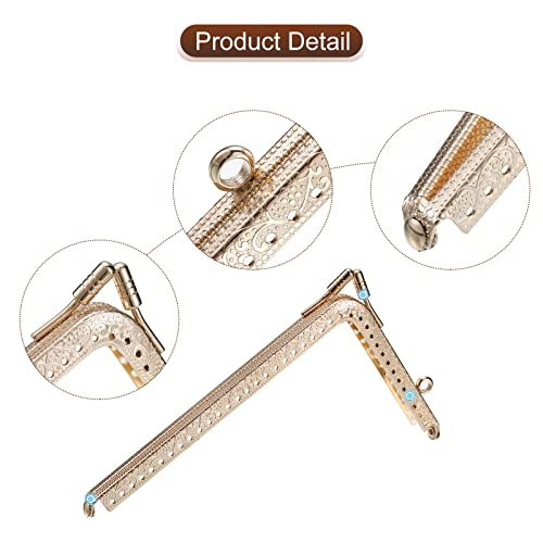 uxcell Metal Purse Frames - 6.5" 4Pcs Rectangle Kiss Lock Clasp Frame Embossed Clutch Frame for Coin Purse Sewing Bag Making DIY Craft, Gold - color: Gold, size: 6.5"