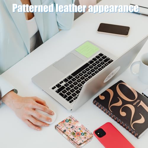 Business Card Holder, PU Leather Printing Business Card Case Pocket with Magnetic Shut, Portable Business Card Carrier Holder for Women or Men (Flower-Pink) - color: Flower-Pink