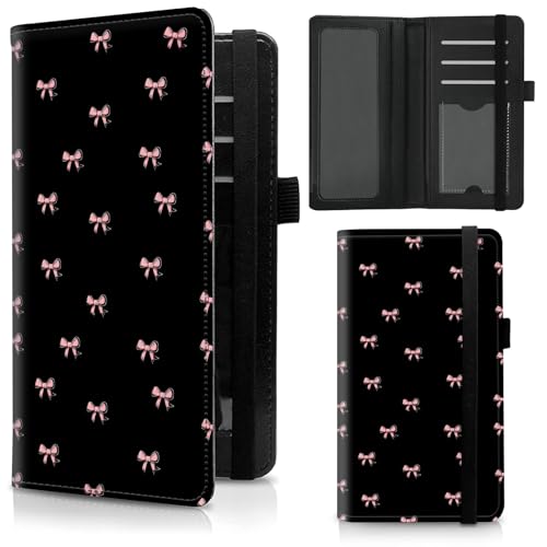 Checkbook Cover for Duplicate Checks,Slim Durable RFID Blocking Checkbook Credit Card Holder for Personal and Business Checks-Pink Bow - color: Pink Bow