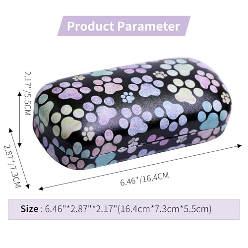 PERFECTSIGHT Sunglasses Case, Large Hard Shell Glasses Case, Cute PU Leather Protective Eyeglasses Case for Women Men - color: Multicolor Paw