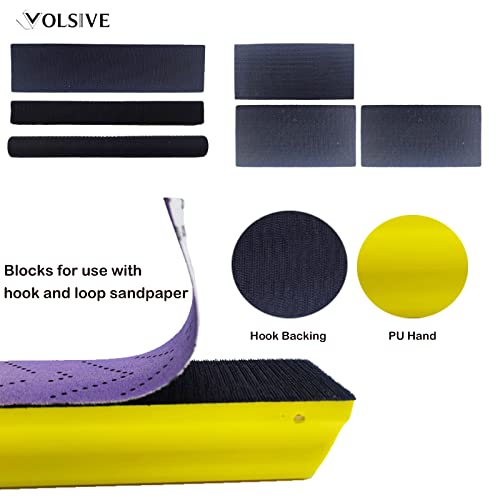 VOLSIVE 7pcs Hand Sanding Block Set, Rectangle Handheld Sanding Pad, Hook and Loop Interchangeable Assorted Shapes, for Sanding or Polishing in Auto Body and Paint Shops - Yellow - color: Sanding Block, size: Yellow 7pcs Set-Long Hook