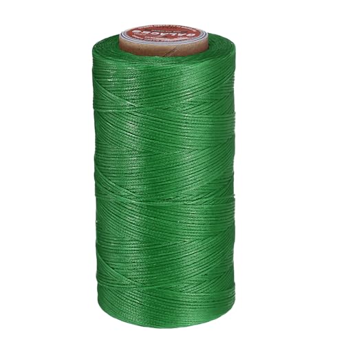 uxcell Flat Leather Sewing Waxed Thread, 270m / 295 Yards Polyester Wax String, 150D Wax Stitching Cord for Leather Crafts, Bookbinding, Bracelets Braided, Dark Green - color: Dark green