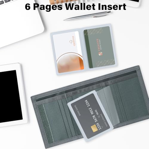 Men’s Nylon Trifold Wallet with 6 Page Wallet Insert, Ultra Thin and Security Wallet with ID Window for Card Cash Holder, Modern Fashion Purse Gifts for Teen Boys Men Women -Dark Gray - color: 24017 Dark Gray