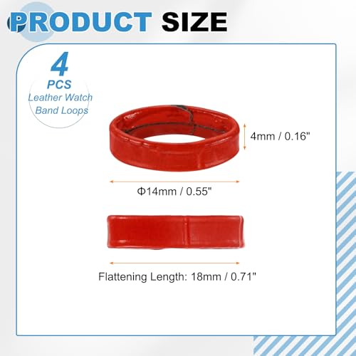 HARFINGTON Leather Watch Band Loops Replacement Watch Strap Holder Retainer Wristwatch Strap Fastener Rings for Wristband - color: Red, size: 14mm