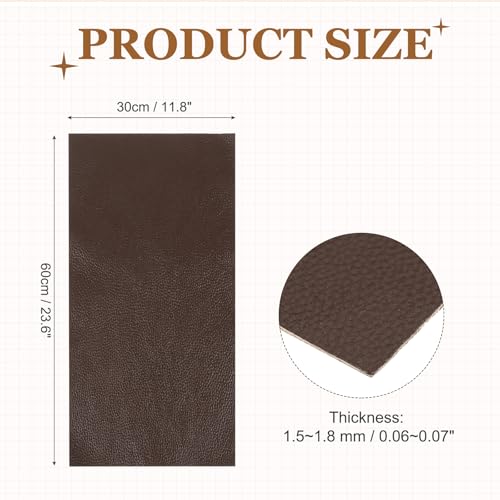 MECCANIXITY Thick Full Grain Leather Sheet, 23.6 x 11.8 Inch Natural Cow Leather 1.5-1.8 mm Fabric Pieces for DIY Craft Furniture Office Belts Notebook Covers,Earthy Brown - color: Earthy Brown, size: 23.6 x 11.8 Inch