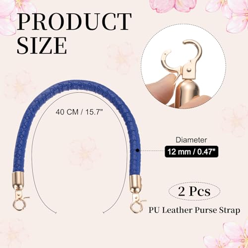 PATIKIL 2 Pcs Braided Purse Straps, 15.7 Inch Leather PU Braided Purse Replacement Handle with Metal Buckles for Handbag Underarm Bags Tote, Blue - color: Blue