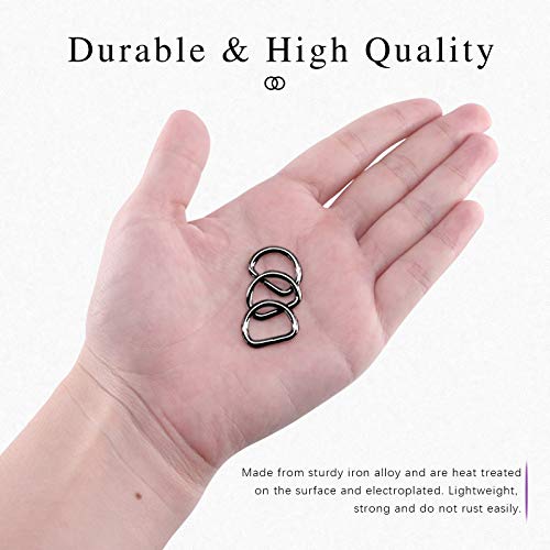 Swpeet 150Pcs 1/2 Inch - 13mm Gun-Black Multi-Purpose Metal D Ring Semi-Circular D Ring for Hardware Bags Ring Hand DIY Accessories (Gun-Black, 1/2 Inch) - color: Gun-black, size: 1/2 inch