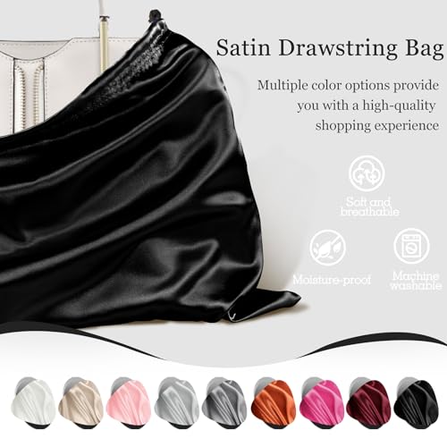 P Pothuiny 2 Pcs Satin Dust Bags for Handbags - color: Black
