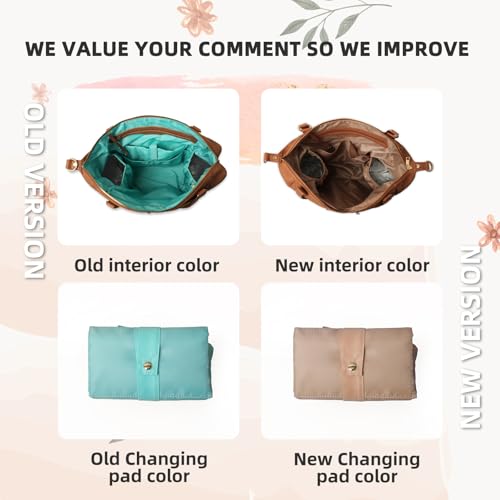 MOMINSIDE Diaper Bag Tote Convertible Diaper Bag Backpack Tote Leather | 4 in 1 Baby Bag Hospital bag 13 Pockets Travel Diaper Tote Pañaleras Para Bebe with Changing Pad for Mom & Dad(Brown) - color: Brown