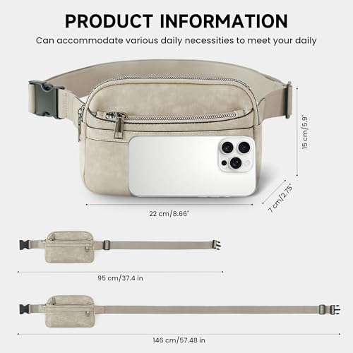 TAMTOMI Fanny Packs for Women Men Everywhere Belt Bag Vegan Leather Waist Packs with Adjustable Strap Crossbody Chest Bag Travel for Workout - color: Gray
