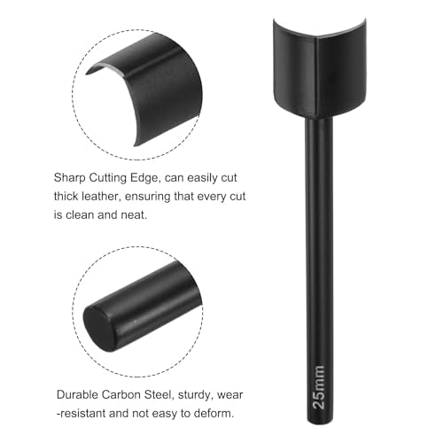 uxcell V-Shaped Leather Punch, 25mm, Leather Cutter, Belt End Cutter, Carbon Steel V Shape Punch Tool for Crafting Strap Belt, Wallet and Bag - size: 25mm