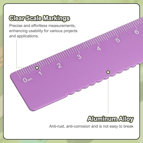 HARFINGTON 3pcs Straight Ruler 15cm Metric Metal Aluminum Alloy Measuring Bookmark Clip Ruler Scale Tool for Measure Study Reading Classroom Office, Rose - color: Rose, size: 15cm