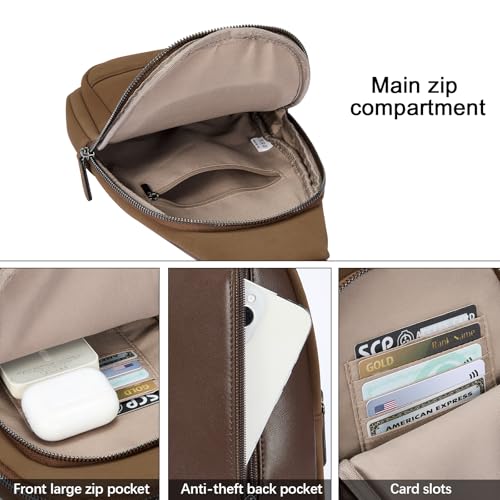 CLUCI Crossbody Bags for Women Men,Leather Sling Bag Cross Body Backpack for Woman Gifts for Women Birthday Unique - color: 1-1 Dark Brown Suede