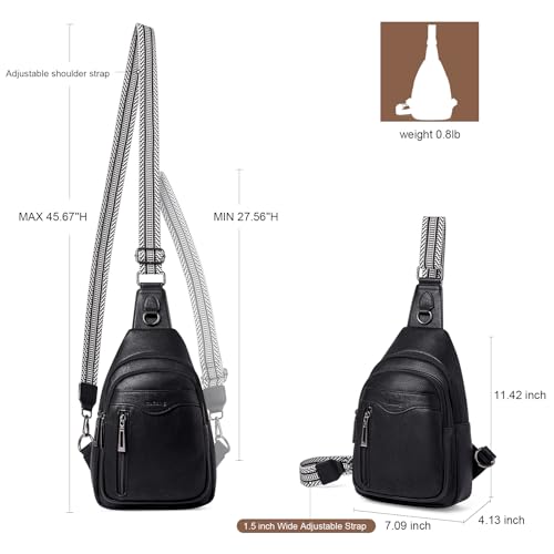 cakang Womens Sling Bag Crossbody Bags for Women Vegan Leather Sling Backpack Daypack Fanny Pack Crossbody Purse Travel - color: 3-black
