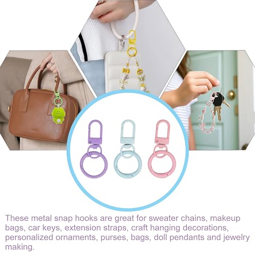 30Pcs Keychain Clip with Trigger Spring O Rings,Metal Swivel Snap Lobster Claw Keychain Round Carabiner Clips for DIY Keyrings Buckle Bags Purses Doll Pendant（UYSK-MK - color: Colorful-MK