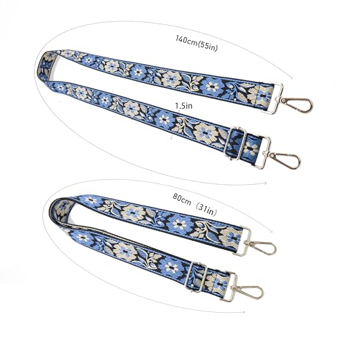 1.5" Wide Purse Strap Adjustable Replacement Gold Hardware Long Crossbody Bag Strap for Thick Shoulder Bags Canvas Handbags Straps - color: Gold Hardware-A-Brown
