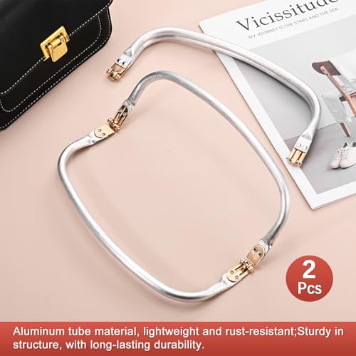 TIXIPEM 9.5IN Metal Purse Frame [2PCS] - Arc Rectangle Frame Kiss Lock Clasp Use for DIY Purse Handle Making Supplies & Sewing Bag Clutch Crafts - [Gold Tone] Bag Hardware Replacements - color: Gold Tone, size: 9.5IN