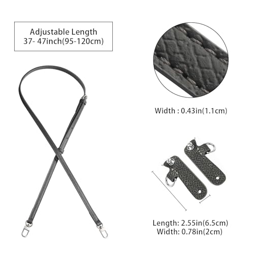 Purse Straps Replacement, Leather Handbag Crossbody Shoulder Strap Kit Adjustable for Mini Longcamp Tote Bag Women - color: Gray