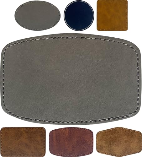 Gray/Grey Blank Leatherette/Leather Patches for Hat Laser Engraving Iron-on with Heat Press Adhesive Backing (Pack of 30) - color: Gray, size: Curved Rectangle