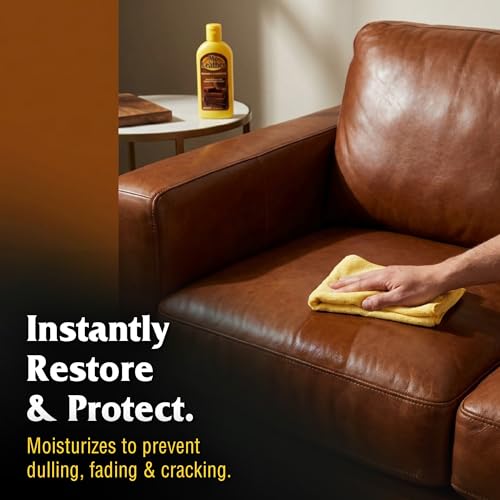 MR. LEATHER Cleaner & Conditioner, Restores & Protects All Leather, 8 oz | Made with Natural Oils, Hydrating & Water-Repelling Cream, Ideal for Leather Furniture, Sofa, Auto Interior, Shoes & Bags - size: 8 Fl Oz (Pack of 1)