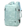 Travel Backpack Women, PU Leather Carry On Backpack Flight Approved, Blue | 40L Expandable, Laptop Compartment, Personal Item Travel Bag, Weekender Business - color: Light Blue