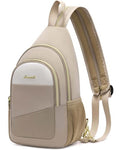 LOVEVOOK Sling Backpack for Women, Convertible Crossbody, Small Diaper Bag, Water-Resistant Hiking Daypack, Travel Shoulder Chest Bag - color: Beige, size: Small