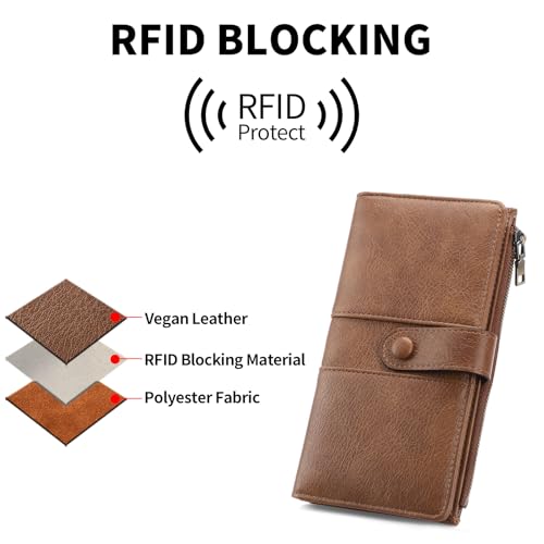 GOIACII Leather Womens Wallet RFID Slim Card Holder Wallets Brown - color: A05 Brown